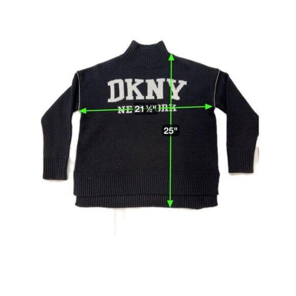 DKNY Black Turtleneck Sweater with White Logo - Picture 4 of 9